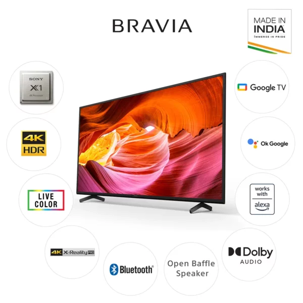Sony Bravia 126 cm (50 inches) 4K Ultra HD Smart LED Google TV with Dolby Audio & Alexa Compatibility KD-50X75K (Black)