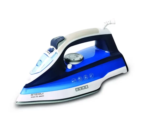 Usha Steam Pro SI 3820 Steam Iron 2000 W with Easy-Glide Durable Ceramic Soleplate, Powerful Steam Output from 73 Steam Vents, 280 ml Water Tank