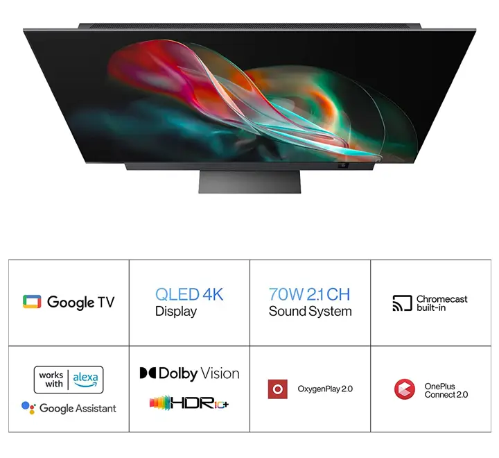 OnePlus 163 cm (65 inches) Q Series 4K Ultra HD QLED Smart Google TV 65 Q2 Pro (Black)