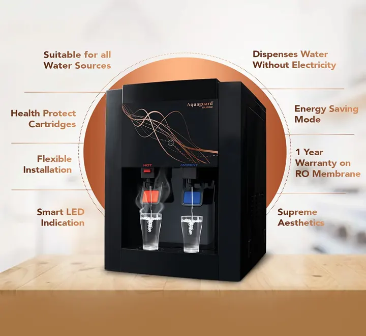 Eureka Forbes Aquaguard Blaze RO+Stainless Steel+HOT+Ambient+Active Copper Technology Water Purifier (Black)