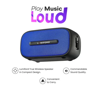 Lumiford Table Top BT13 5Watt Portable Wireless Bluetooth Speaker with Mic and Unique TWS Connection, IPX7 Waterproof , Voice Assistance & Multi connectivity Options
