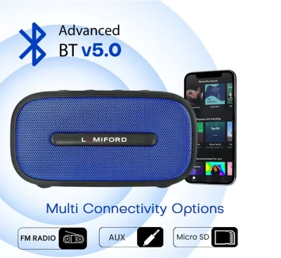 Lumiford Table Top BT13 5Watt Portable Wireless Bluetooth Speaker with Mic and Unique TWS Connection, IPX7 Waterproof , Voice Assistance & Multi connectivity Options