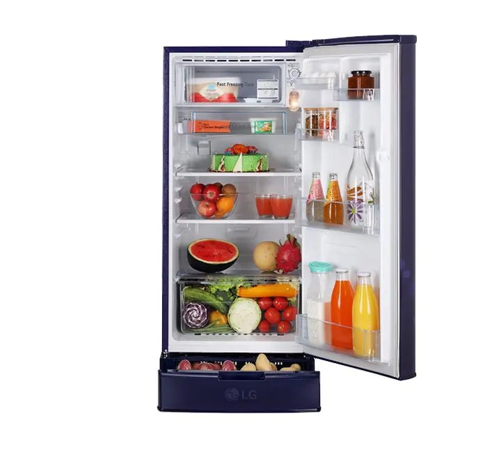 LG 185 L 3 Star Direct-Cool Single Door Refrigerator (GL-B199OBED, Blue Euphoria, 2023 Model, Fastest Ice Making)