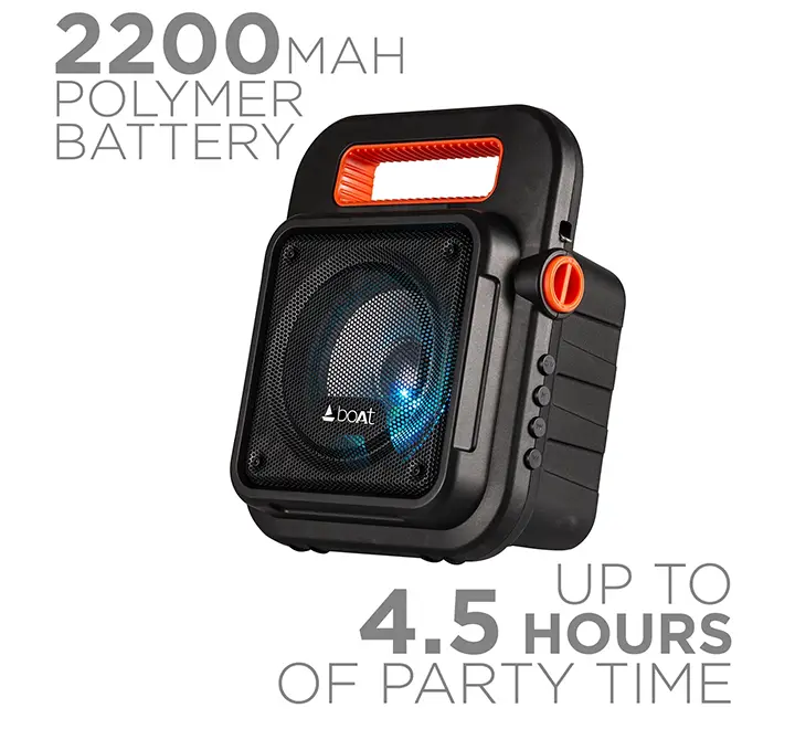 boAt Party Pal 23 | Bluetooth Party Speaker with 15W Sound, Up to 4.5 Hours Playtime, LED Lit, Microphone Jack for Karaoke