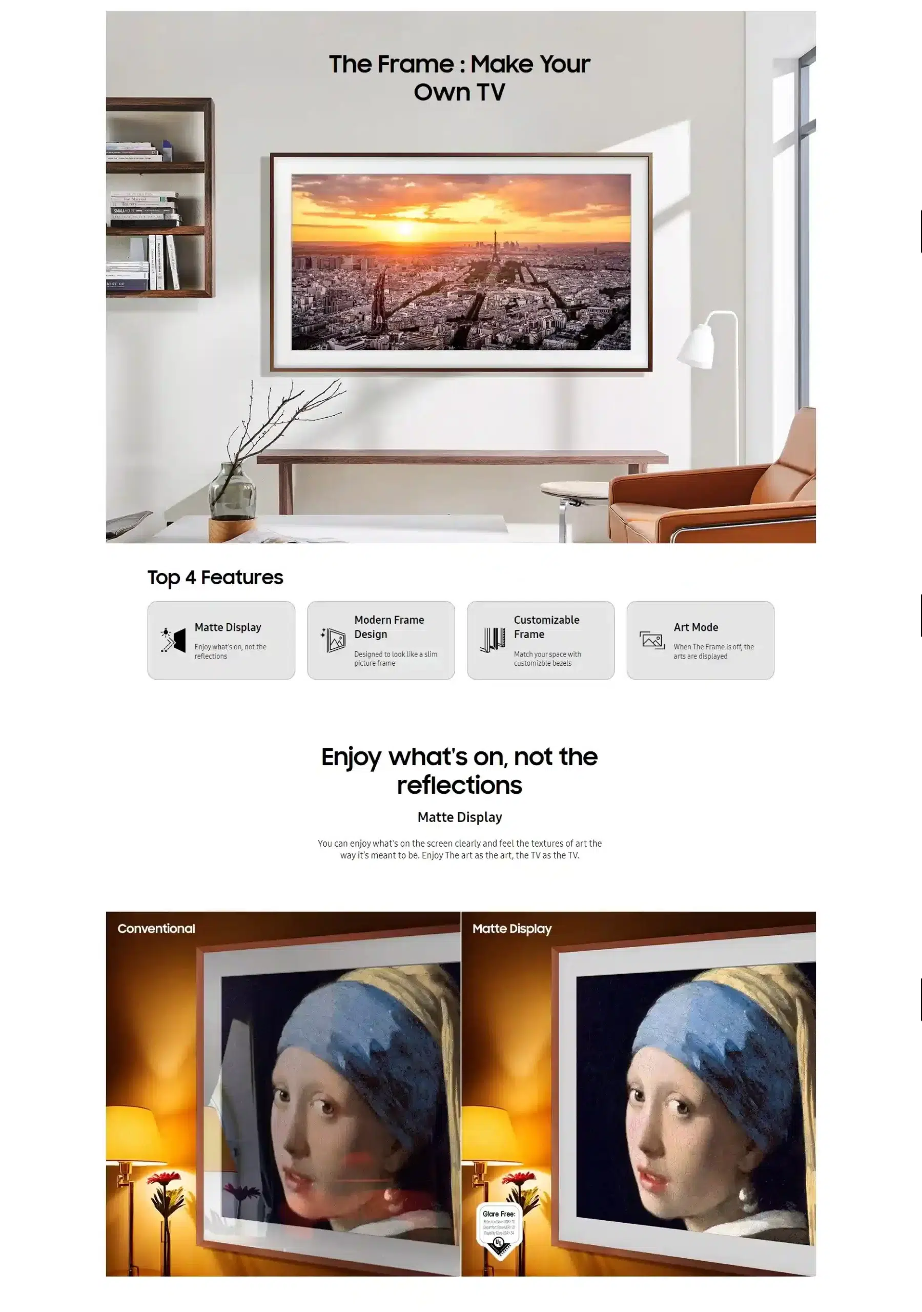 Samsung 138 cm (55 inches) The Frame Series 4K Ultra HD Smart QLED TV QA55LS03AAKLXL (Black)
