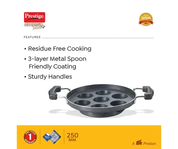 Prestige Omega Select Plus Teflon Coating Residue-free Cooking Round Base Paniyarakkal