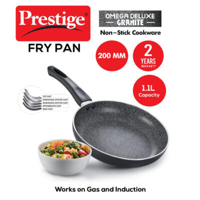 Prestige Omega Deluxe Granite Non-stick Round Base Fry Pan - Black