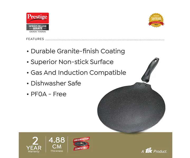 Prestige Omega Deluxe Granite-finish Coated Aluminium Non-Stick Dosa Tawa