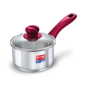 Prestige Platina Popular Stainless Steel Unique Impact Forged Bottom Sauce Pan with Glass Lid